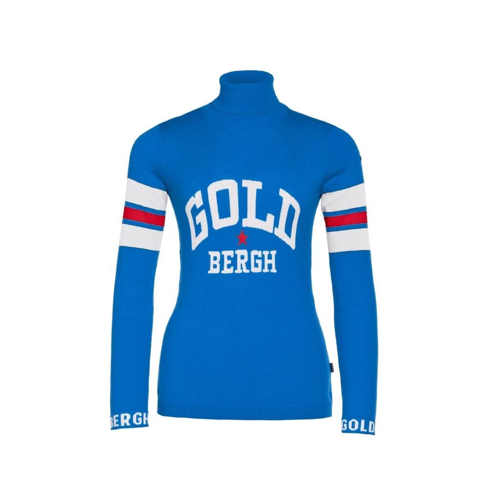 Sveter Goldbergh Biscuit Long Sleeve Knit Sweater Electric Blue Logo Turtleneck